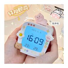 PVC Полы led背光闹钟大音量学生起床叫醒神器台式可爱方形时钟电子钟女生