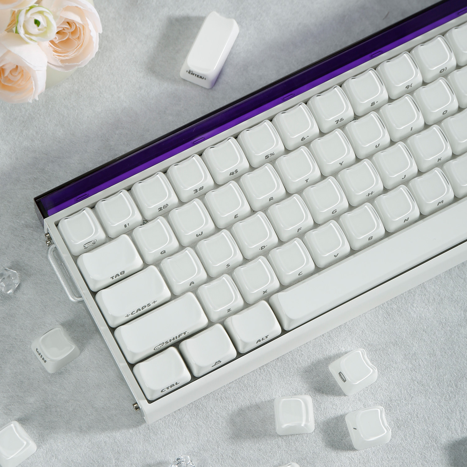 潮玩客猫头果冻侧刻键盘键帽粉色可爱个性一整套68/75/87/108键,电脑硬件/显示器/电脑周边,键帽,淘宝优惠券,粉丝福利购,淘宝优惠卷