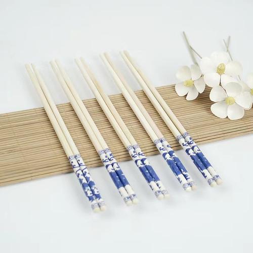 青花瓷一次性筷子食品级家用方便加长加粗独立包装卫生环保竹筷子