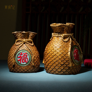 箐铜记 《招财进宝》铜钱袋桌面摆件家居装饰品客厅玄关新店开业