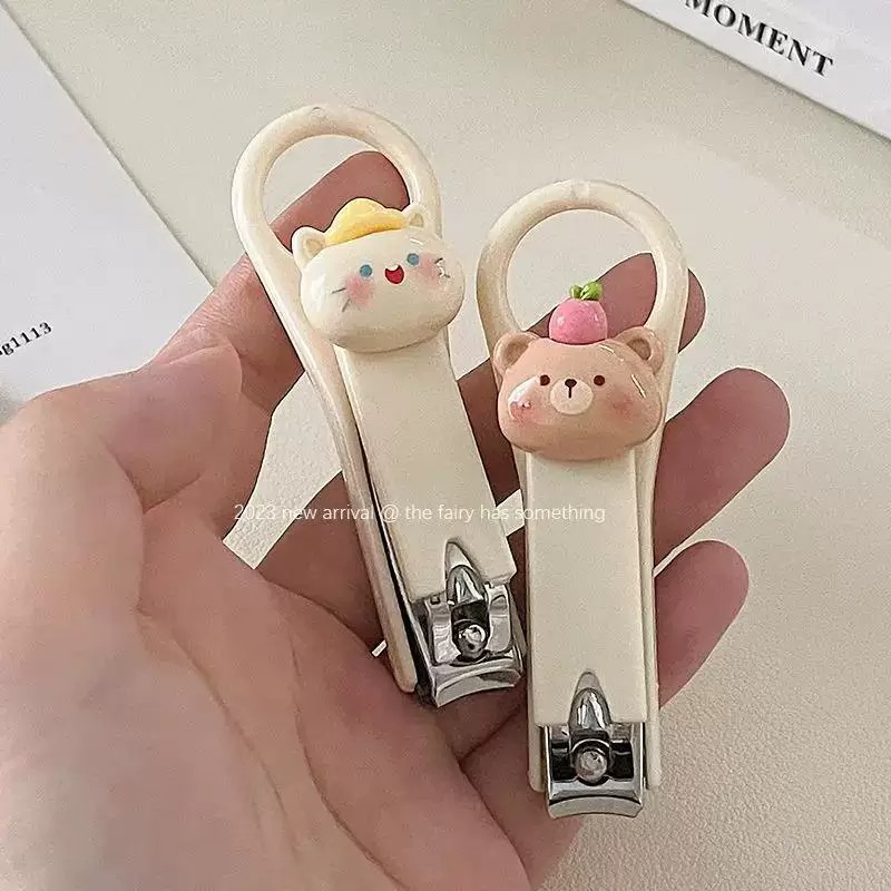 可爱卡通指甲剪指甲刀便携式不锈钢家用小号儿童平口指甲钳套装