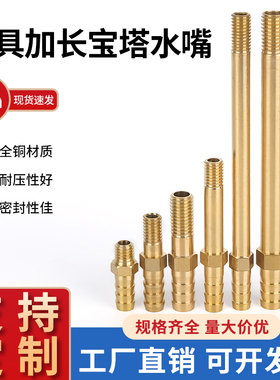 模具加长宝塔水嘴铜接头水管插管快速接头PT1/8 1/4 粗牙 M10 M12