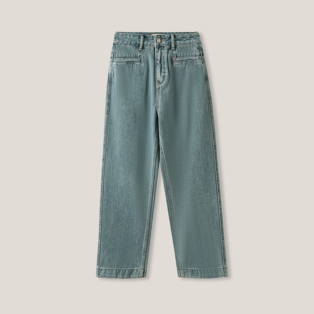 YL 时尚港风棉质休闲百搭牛仔裤法棍裤83412