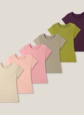 YL 青春纯色套头修身简约圆领短袖T恤SS26587