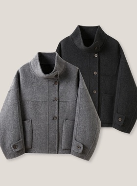 YL高端休闲百搭立领双面毛呢长袖外套ss26513