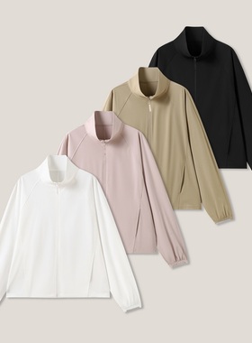 【美美粉丝专享】纯色户外运动休闲拉链立领长袖薄外套ss26611
