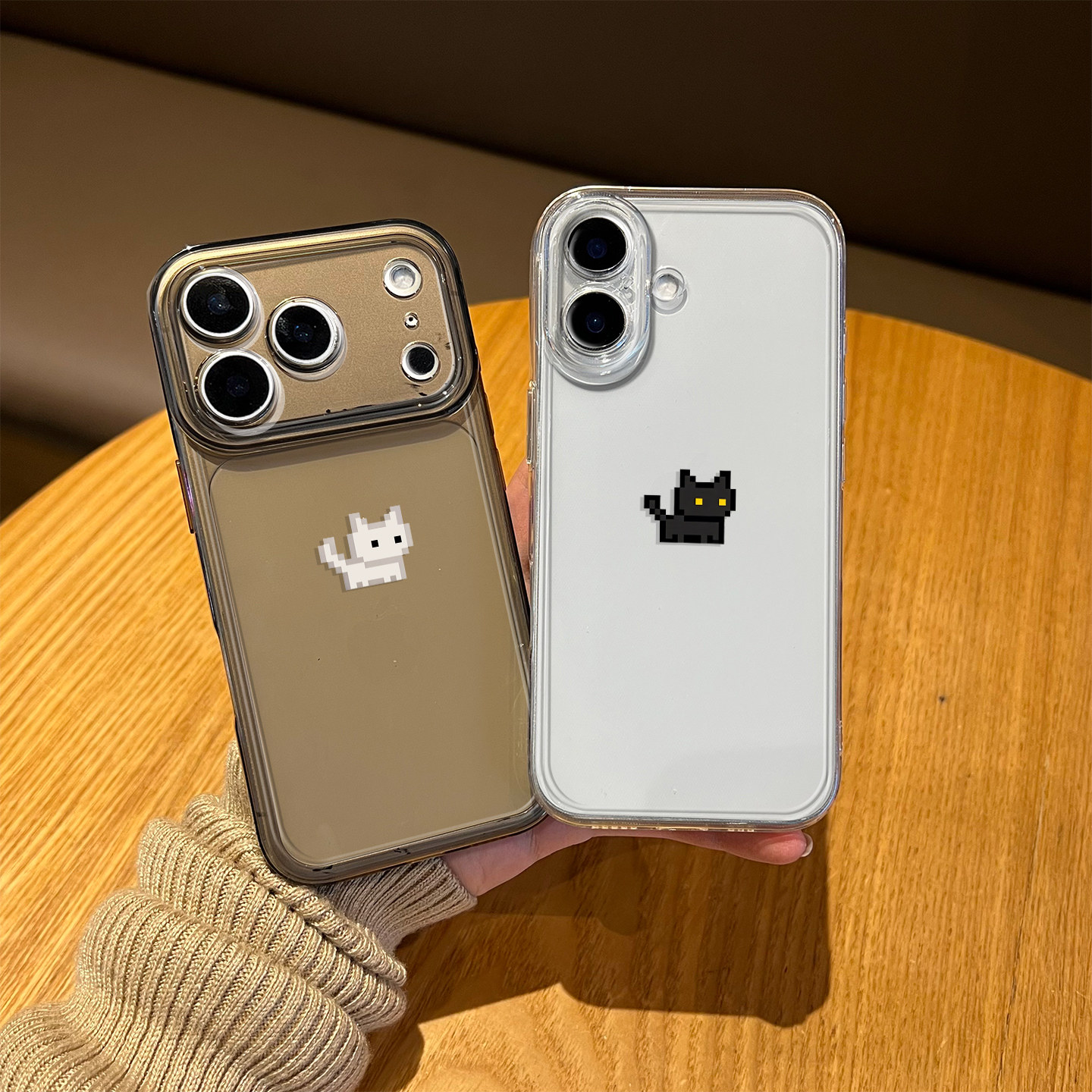 拼豆小猫适用苹果17手机壳iphone13情侣15像素风16promax黑猫14plus卡通12/11/xs三星s26ultra魅族21/iqooz9t