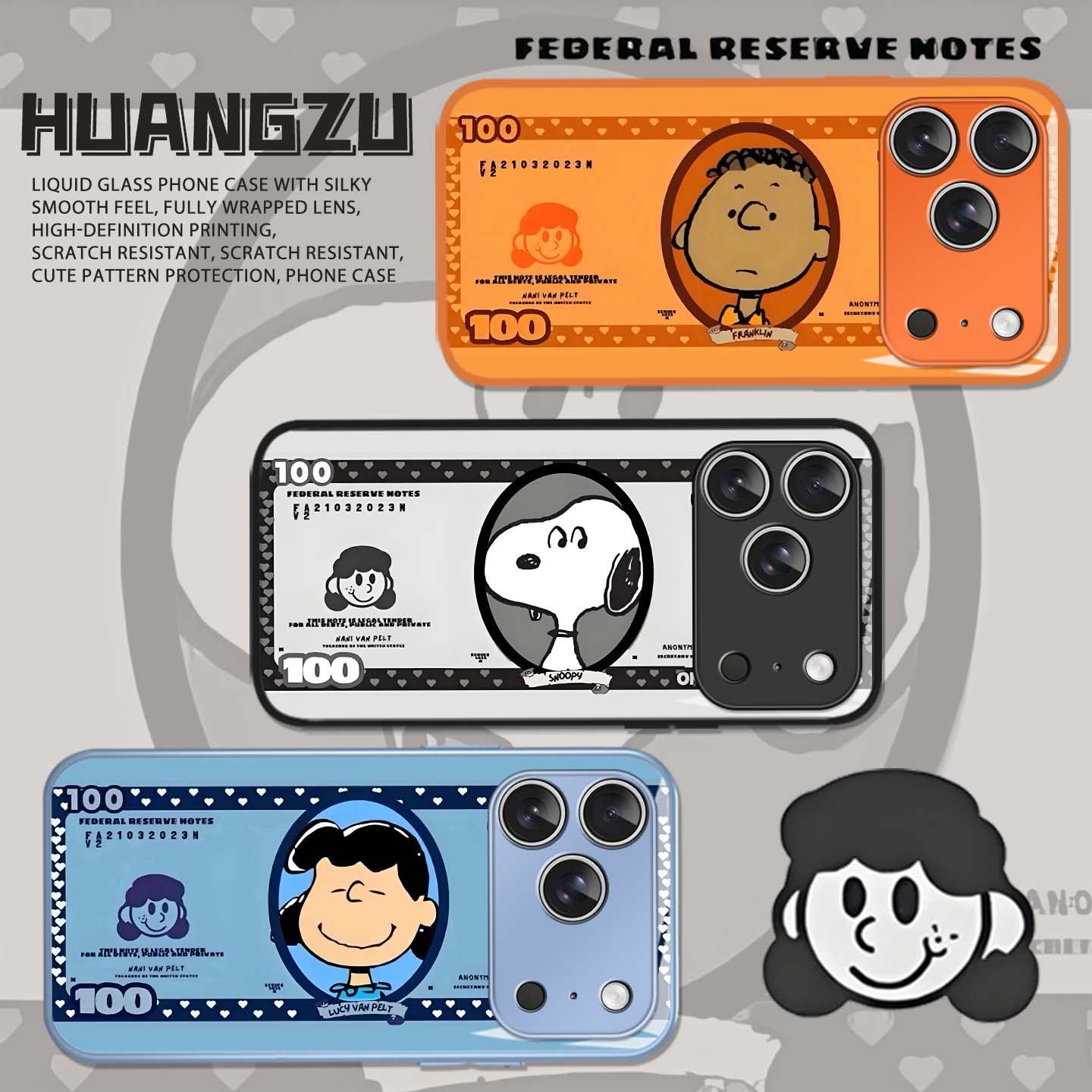 适用史努比手机壳卡通钞票可爱