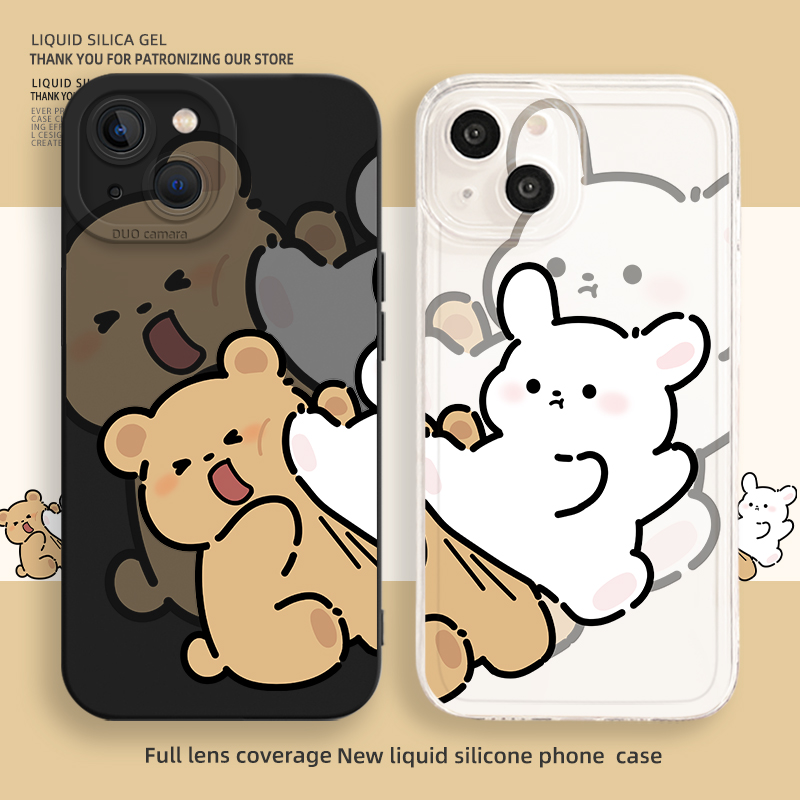 飞踢兔子小熊情侣手机壳可爱趣味