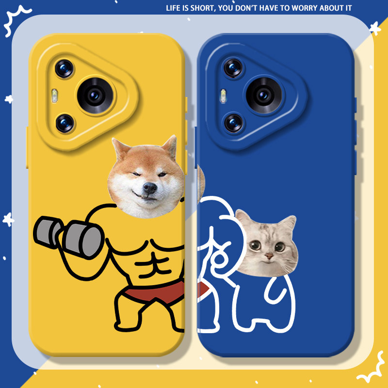 健身情侣适用荣耀magic6手机壳300华为mate70pro猫咪nova13小狗p50搞怪gt减肥300个性x40线条200趣味90/12/80