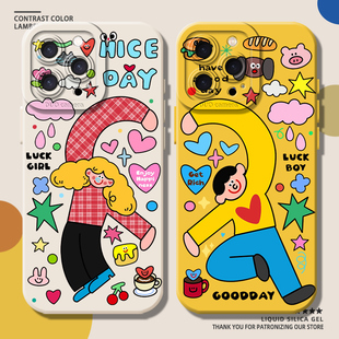 ace5 iqooz9turbo一加13 比心涂鸦适用苹果17手机壳iphone15情侣opporeno14多巴胺findx8 vivox200pro搞怪s30