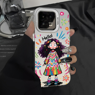 k50 60e 涂鸦女孩适用小米15手机壳14ultra红米k70卡通civi4pro可爱13pro春天note12turbo多巴胺10s彩银40