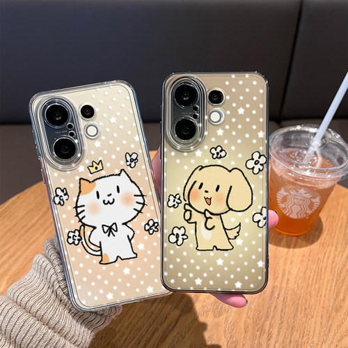 适用情侣手机壳小狗猫咪发光
