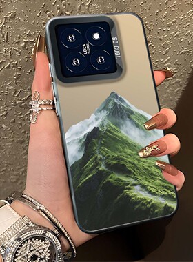 绿色山脉适用小米15手机壳17promax红米k90小清新turbo4pro治愈系k80小众note13pro高级感14ultra/k70/k60/50