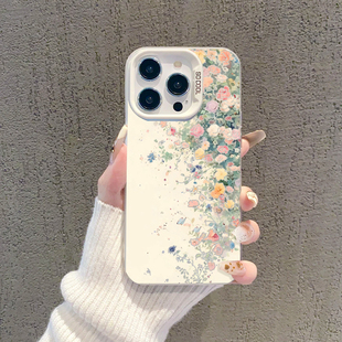 春天适用苹果17pro手机壳iphone14花朵opporeno13小清新vivox200一加ace5碎花iqooneo11水墨findx8春日s19