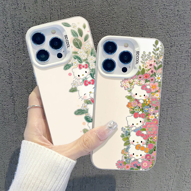 kt猫适用苹果17手机壳iphone16春天ins小猫opporeno15一加ace6t小清新vivox300碎花iqooneo11可爱findx9p/s50