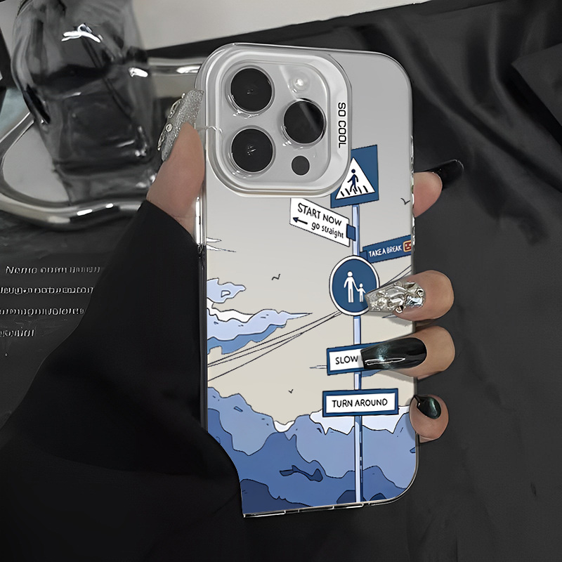 路牌风景手机壳小清新日系卡通