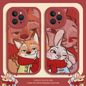 兔子狐狸适用苹果17pro手机壳iphone16情侣vivox300新年oppofindx9一加ace6尼克iqooneo11朱迪reno15 z10 s50