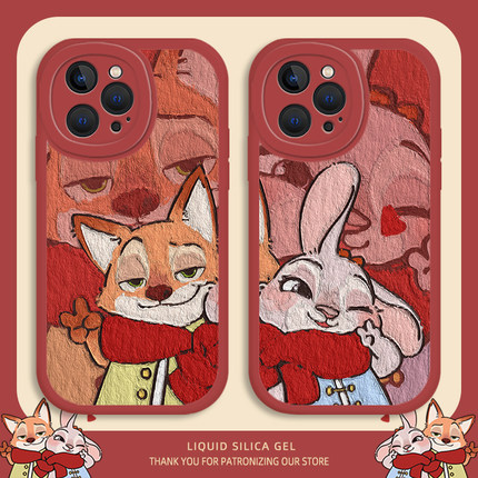兔子狐狸适用苹果17pro手机壳iphone16情侣vivox300新年oppofindx9一加ace6尼克iqooneo11朱迪reno14/z10/s30