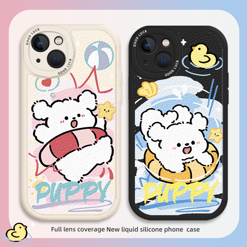 可爱游泳小狗情侣手机壳卡通创意