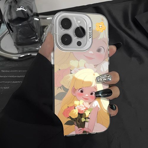 鲜花公主手机壳可爱卡通少女春天