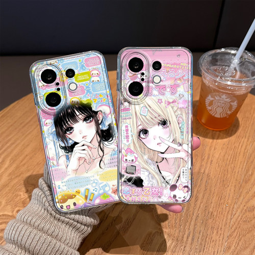 适用古早动漫少女手机壳闺蜜