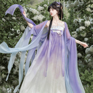 汉尚豪依汉服女唐制柯子裙仙气飘逸夏季齐胸渐变大袖衫破袖日常