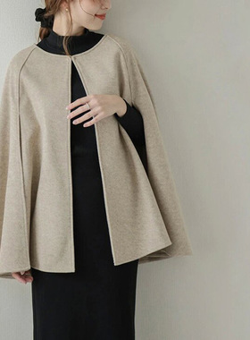 2025 跨境新品呢子大衣女秋季百搭外穿尼子披肩女跨境 亚马逊爆款