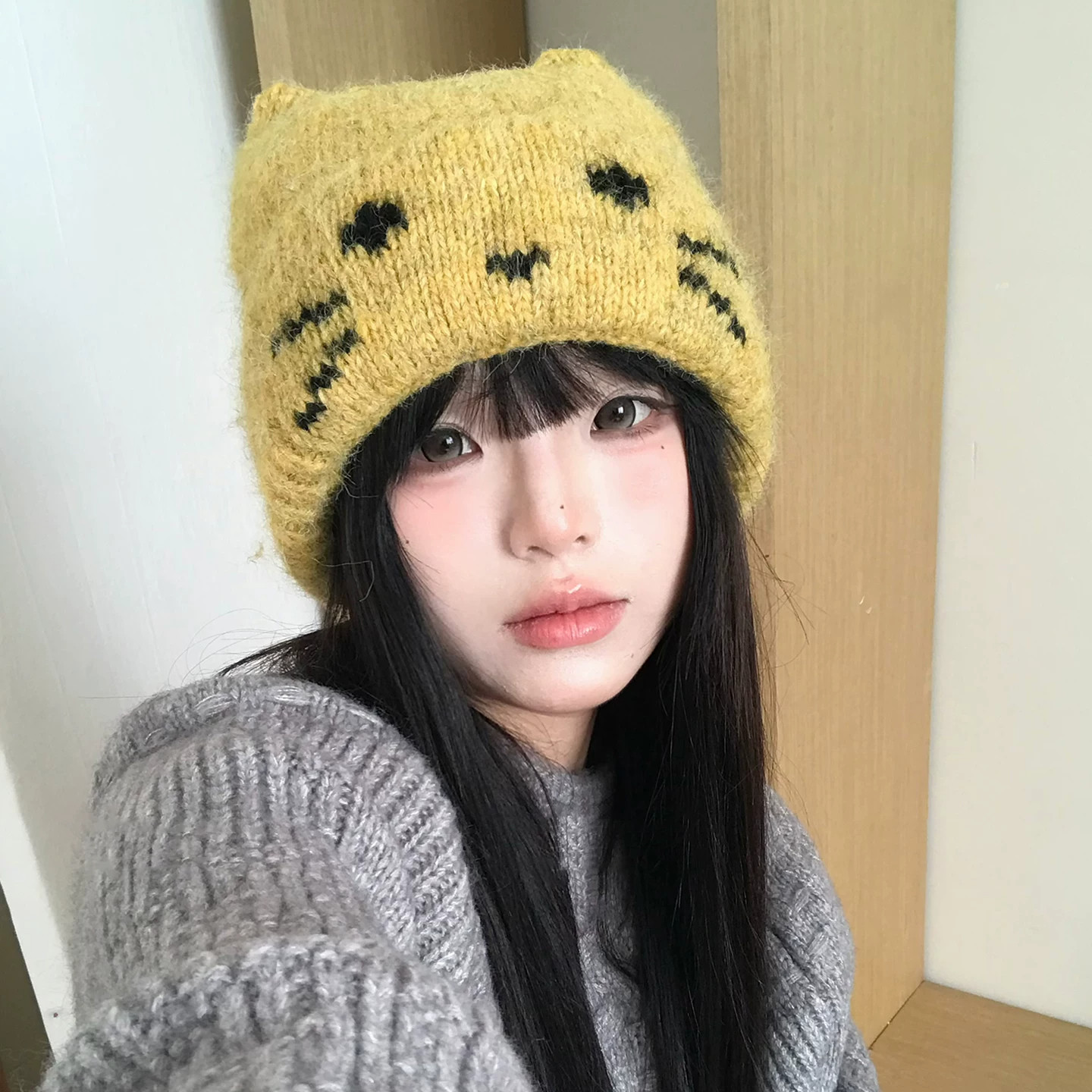 【烈儿宝贝直播间】韩系可爱小猫耳朵针织帽女秋冬保暖百搭显脸小