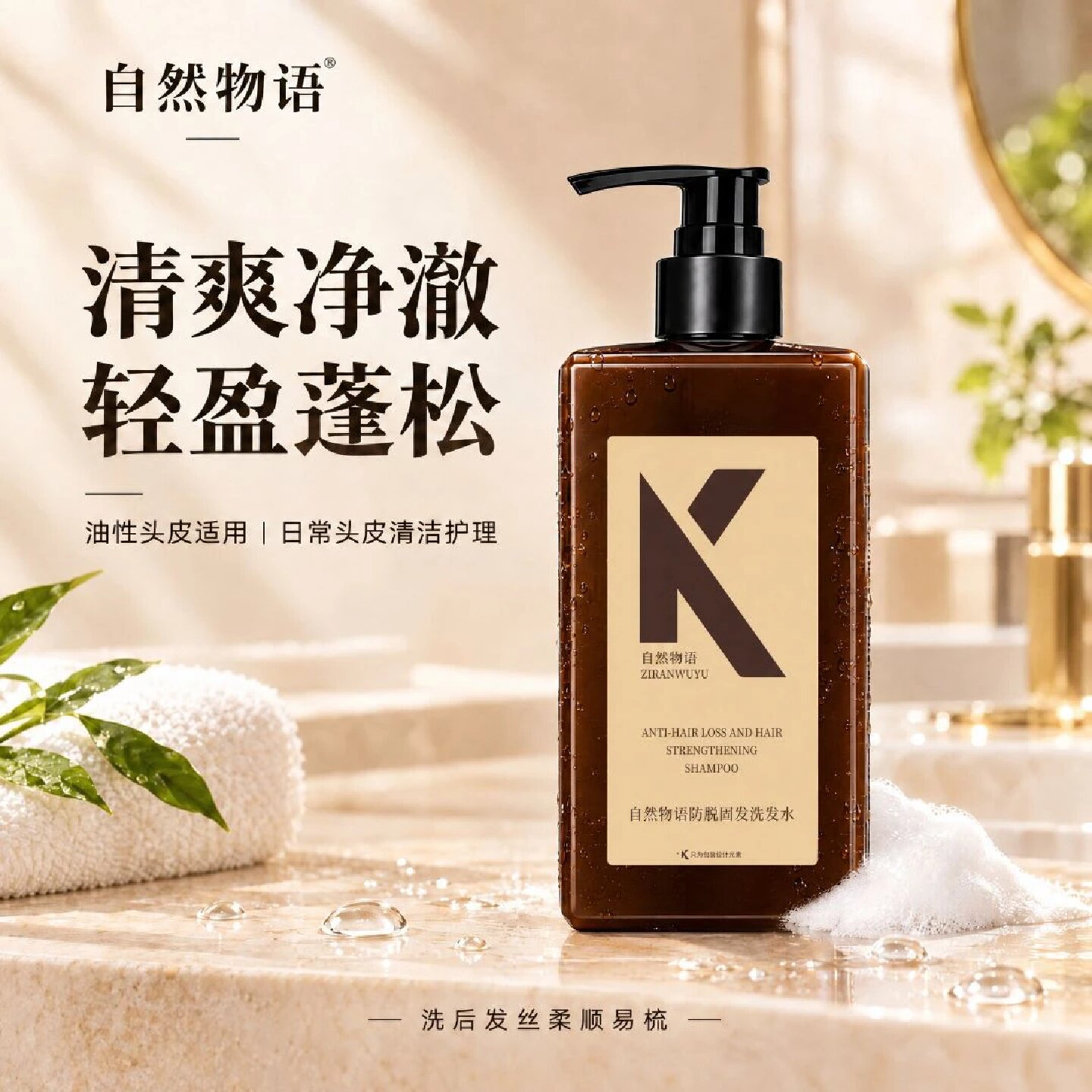自然物语防脱固发洗发水男女去油蓬松高颅顶香氛强韧发丝减少掉发