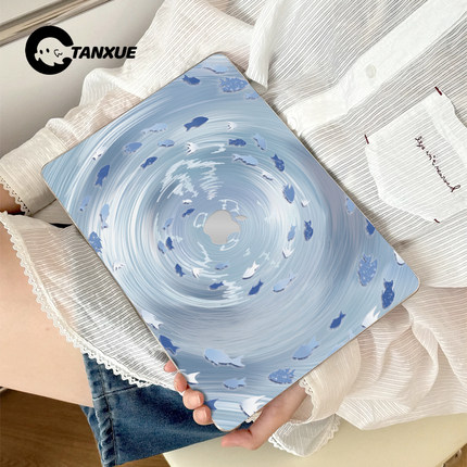 檀雪ins风小鱼适用于苹果电脑macbook保护壳macbookair保护套macbookpro笔记本14寸13.3外壳m2云感磨砂保护壳