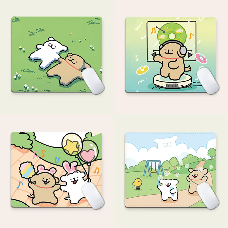 线条小狗鼠标垫小号桌垫办公女生可爱卡通便携式电脑桌面键盘垫子