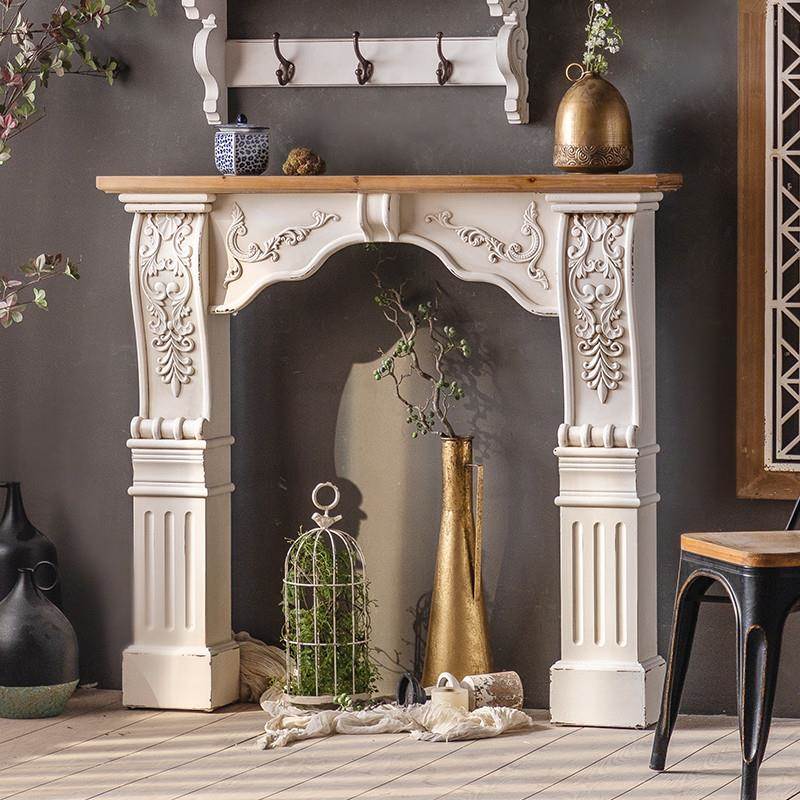 欧式壁炉装饰柜浮雕复古做旧拱形法式假壁炉装饰客厅迷你小壁炉架-封面