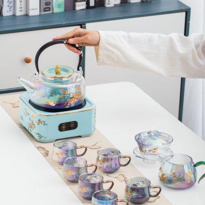 煮茶壶全玻璃烧水泡茶专用电陶炉耐高温家用养生花茶具提梁蒸茶器