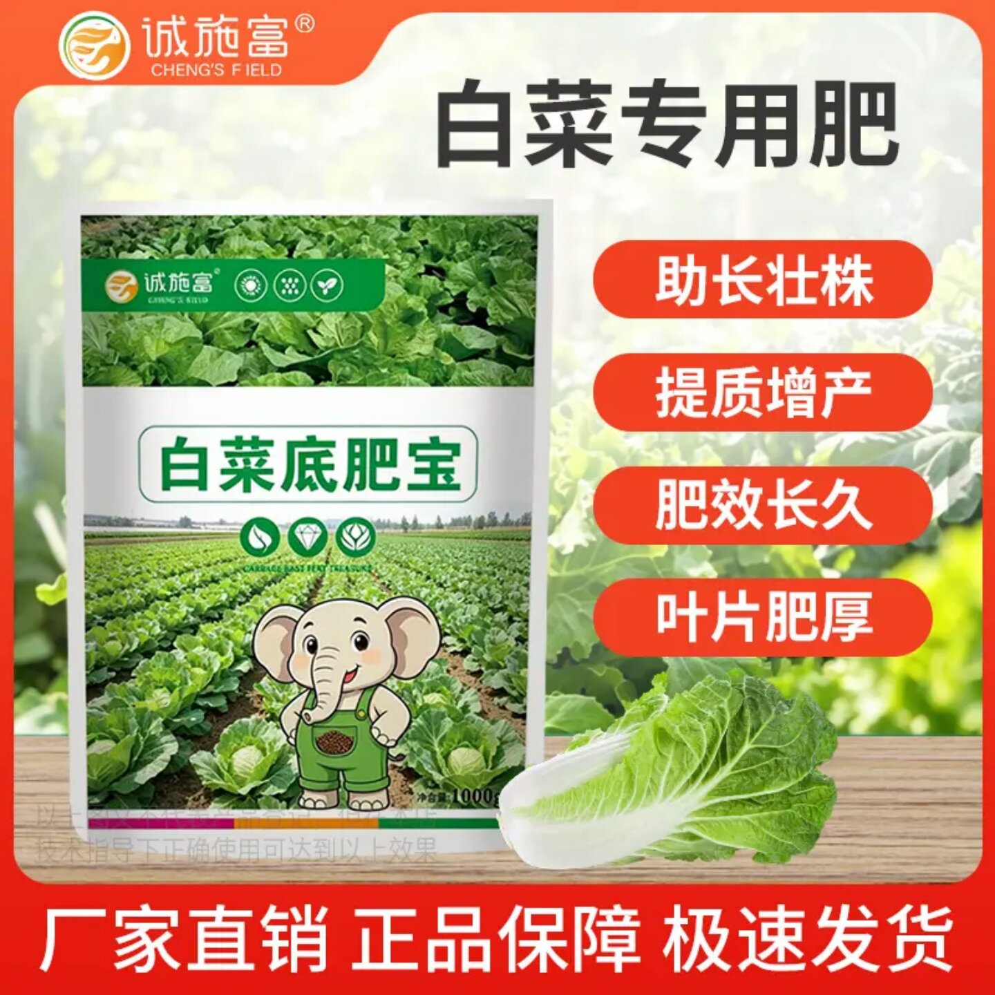 诚施富白菜底肥宝大小白菜专用肥料防腐加速包心剂增产增收水溶肥