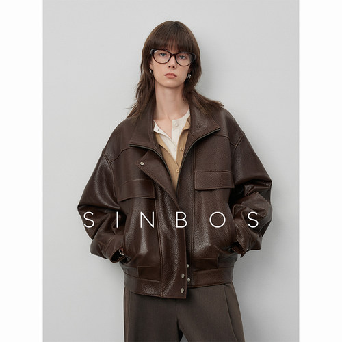 SINBOS落日河谷 进口羊皮皮衣女90%白鹅绒羽绒服冬季加厚真皮外套