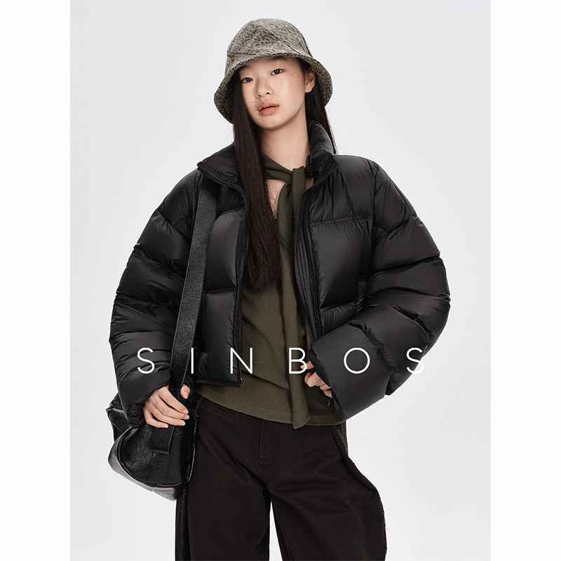 SINBOS浮雪 轻盈短款羽绒服女士加厚冬季新款立领显瘦廓形短外套图片