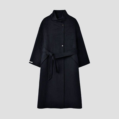 休达海岸 立领女士双面呢大衣秋冬简约长款呢子羊毛外套女