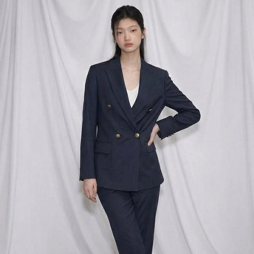 秋冬女套装双排扣宽松西服休闲裤两件秋冬套装女