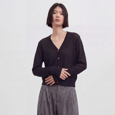 【透气清爽】春夏新款时尚气质V领纯色针织开衫外套女空调衫外搭
