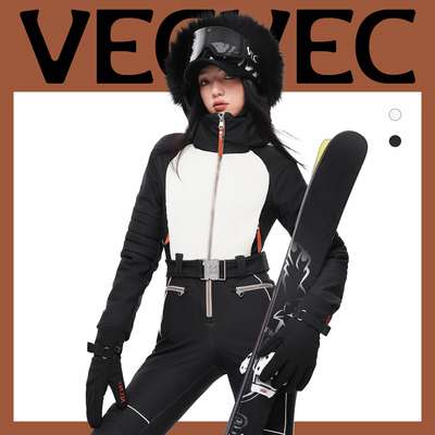 VECVEC鹅绒连体滑雪服女款保暖防风防水透气加厚高弹修身羽绒户外