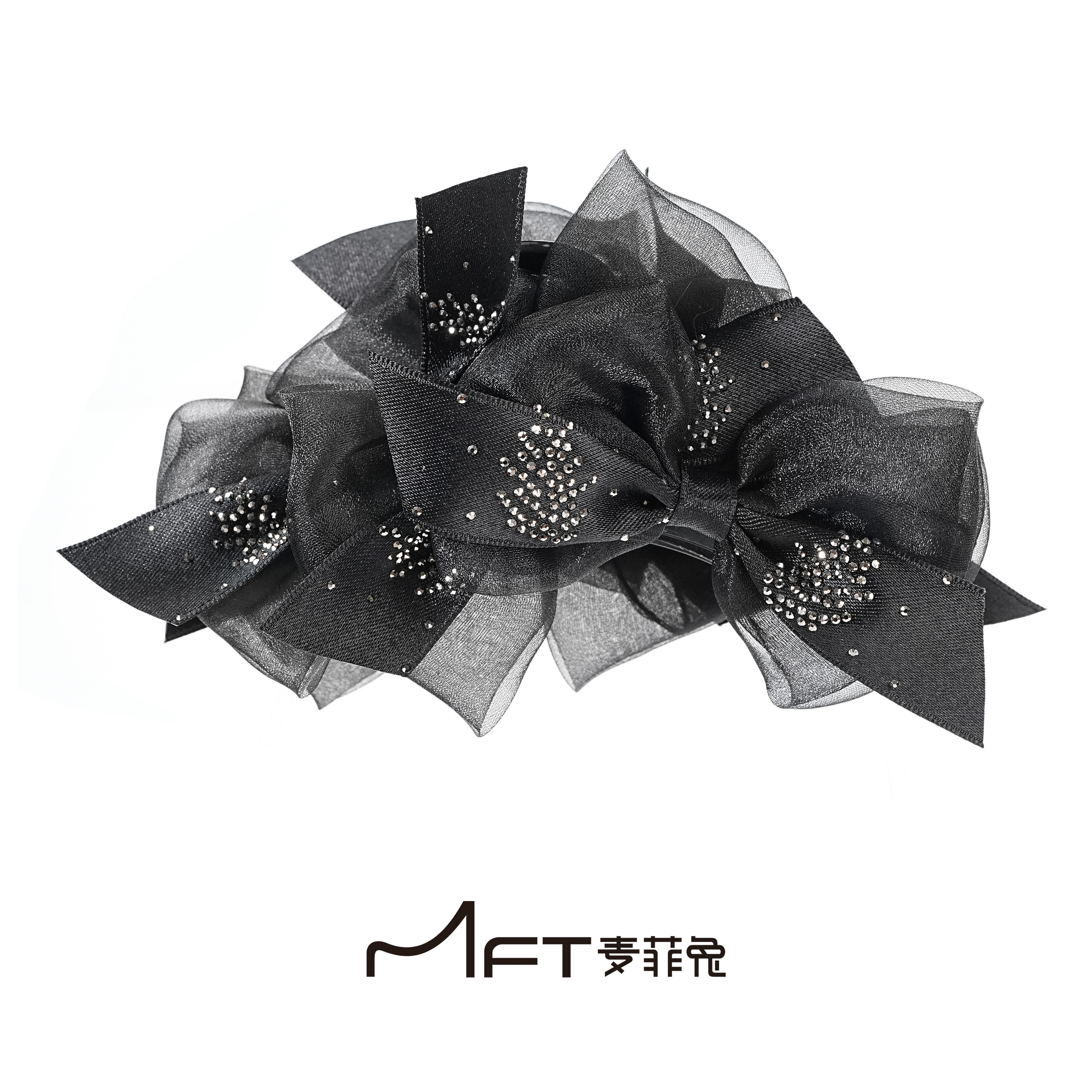 花漓抓夹新款轻奢小香风黑色网纱盘发鲨鱼夹时尚百搭气质发饰,饰品/流行首饰/时尚饰品新,发饰,淘宝优惠券,粉丝福利购,淘宝优惠卷