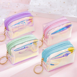 韩国新款 新品 ins少女心透明镭射零钱包学生迷你硬币钥匙扣包