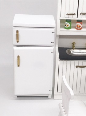 新品1:12娃娃屋dollhouse迷你居微缩家具场景迷你家具白色冰箱