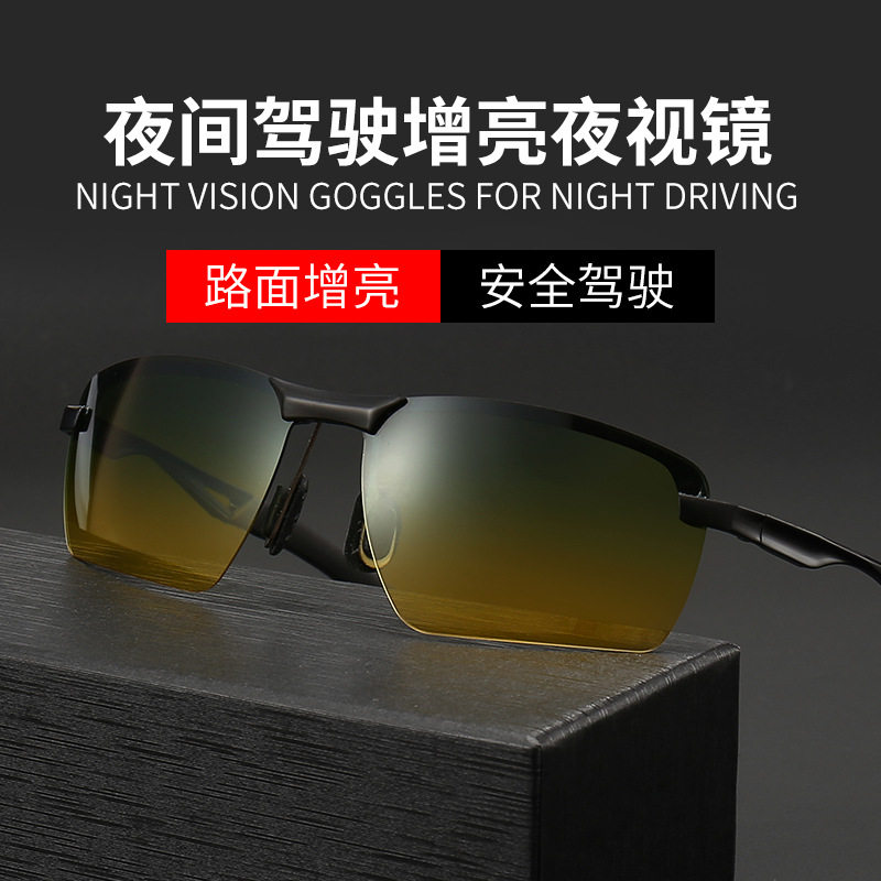 新款 新款偏光太阳镜运动款半框骑行镜日夜两用驾驶镜3043墨镜