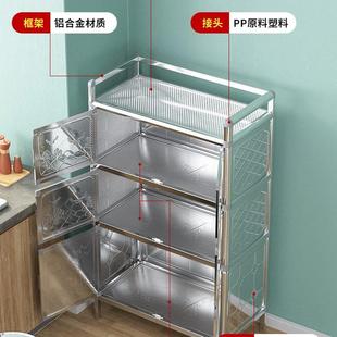 304不锈钢橱柜碗柜家用厨房农村简易储物柜厨柜阳台置物收纳柜子