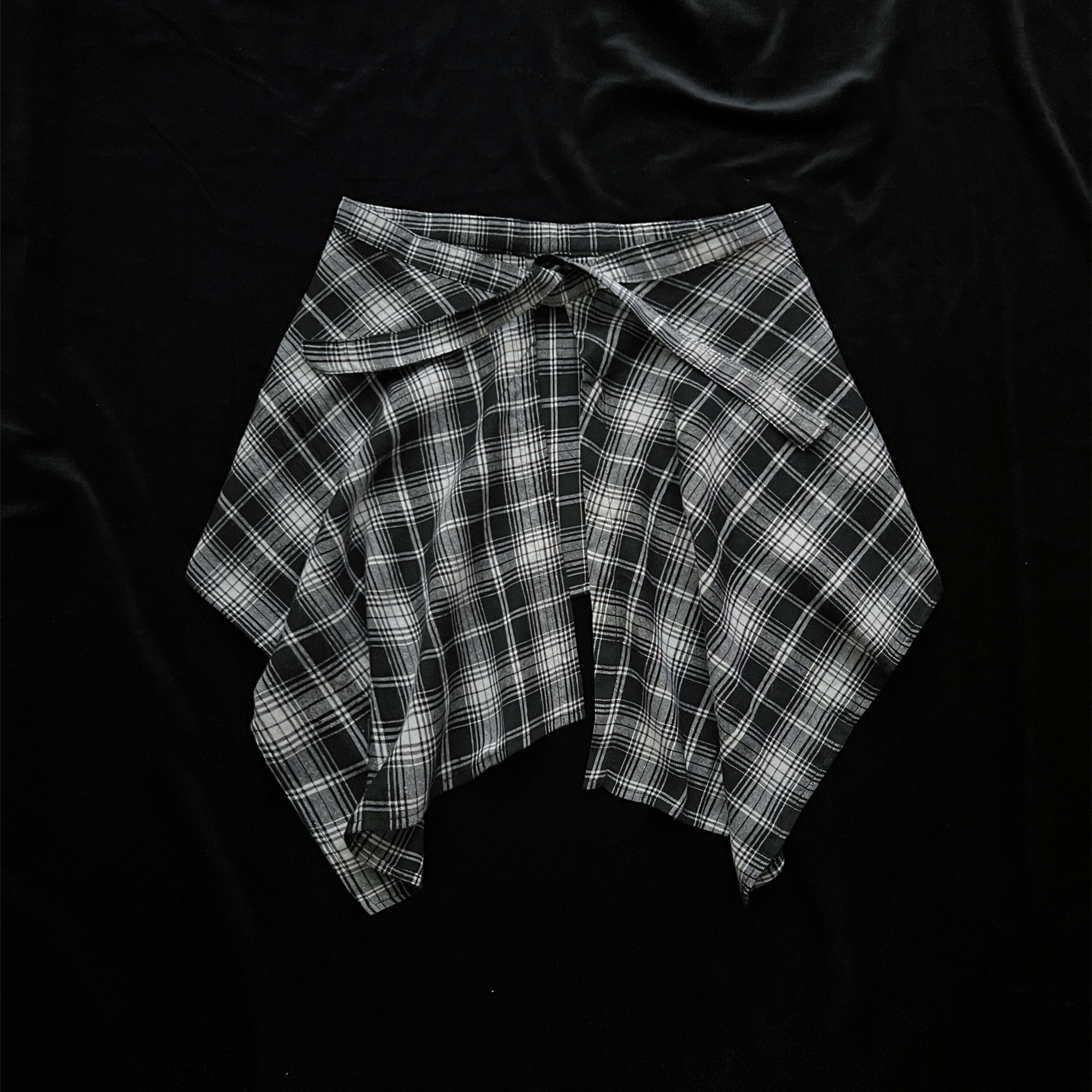 一片式系带卫衣t恤叠穿神器格子屁帘女藏肉神器半身裙女下摆男生