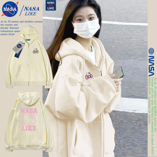 NASA联名kt猫重磅美式开衫拉链休闲百搭卫衣外套男女薄款春秋潮牌