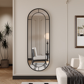 椭圆形轻奢全身镜高级感穿衣镜卧室法式 奶油风玄关壁挂墙镜子