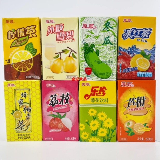 厦顺冰糖雪梨冬瓜荔枝芦柑冰红茶柠檬菊花饮料盒装夏日饮品250ml - 实物图
